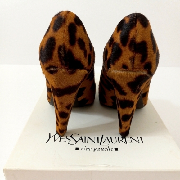 Yves Saint Laurant Vintage Leopard Print Calf Hair Tassle Heel Pumps NIB 6.5M - Picture 3 of 7